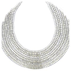 Diamond Bib Extra Large Cluster Necklace 265 Carats 18 Karat White Gold