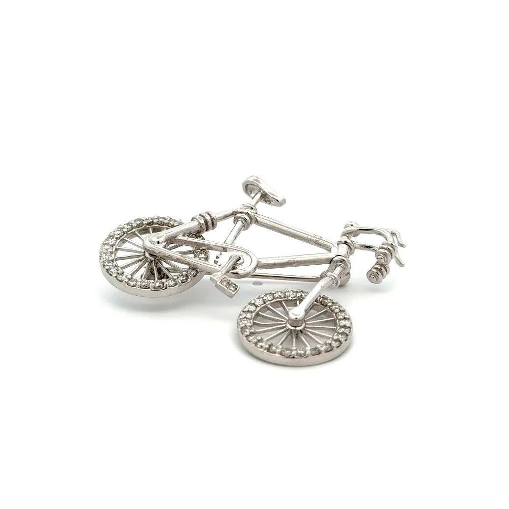 Diamant-Fahrrad Gelenkräder und Pedal Platin Aussage Brosche Pin (Brillantschliff) im Angebot