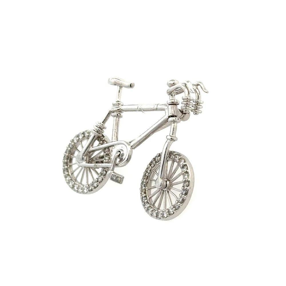 Diamant-Fahrrad Gelenkräder und Pedal Platin Aussage Brosche Pin im Zustand „Hervorragend“ im Angebot in Montreal, QC