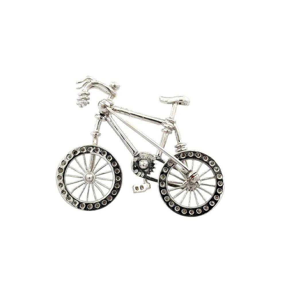 Diamant-Fahrrad Gelenkräder und Pedal Platin Aussage Brosche Pin im Angebot 1