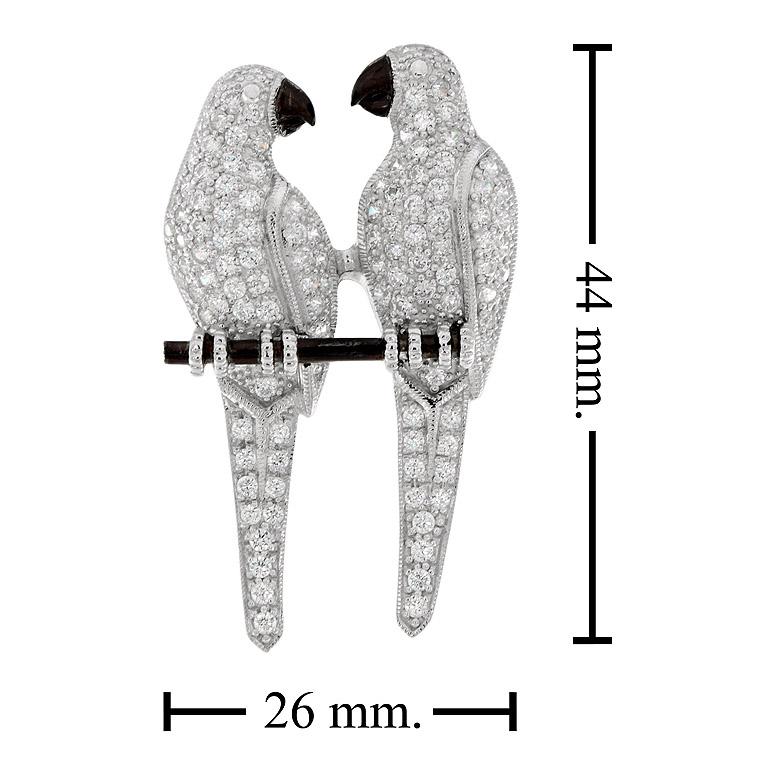 Mixed Cut Diamond Birds Brooch