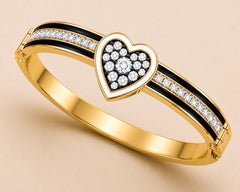 Bracelet manchette en forme de cœur avec diamant, pierre de naissance du mois d'avril, en or 14 carats, par Meghna Jewels