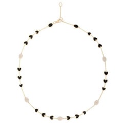 Diamond Black 14K (or 18k upon request) Yellow Gold Enamel Station Necklace