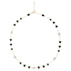 Diamond Black 14K (or 18k upon request) Yellow Gold Enamel Station Necklace