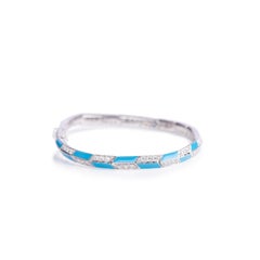 Diamond Black and Blue Enamel Bangle Pair