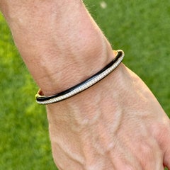 Diamond & Black Ceramic Stackable Hinged 18 Karat Rose Gold Bangle Bracelet New