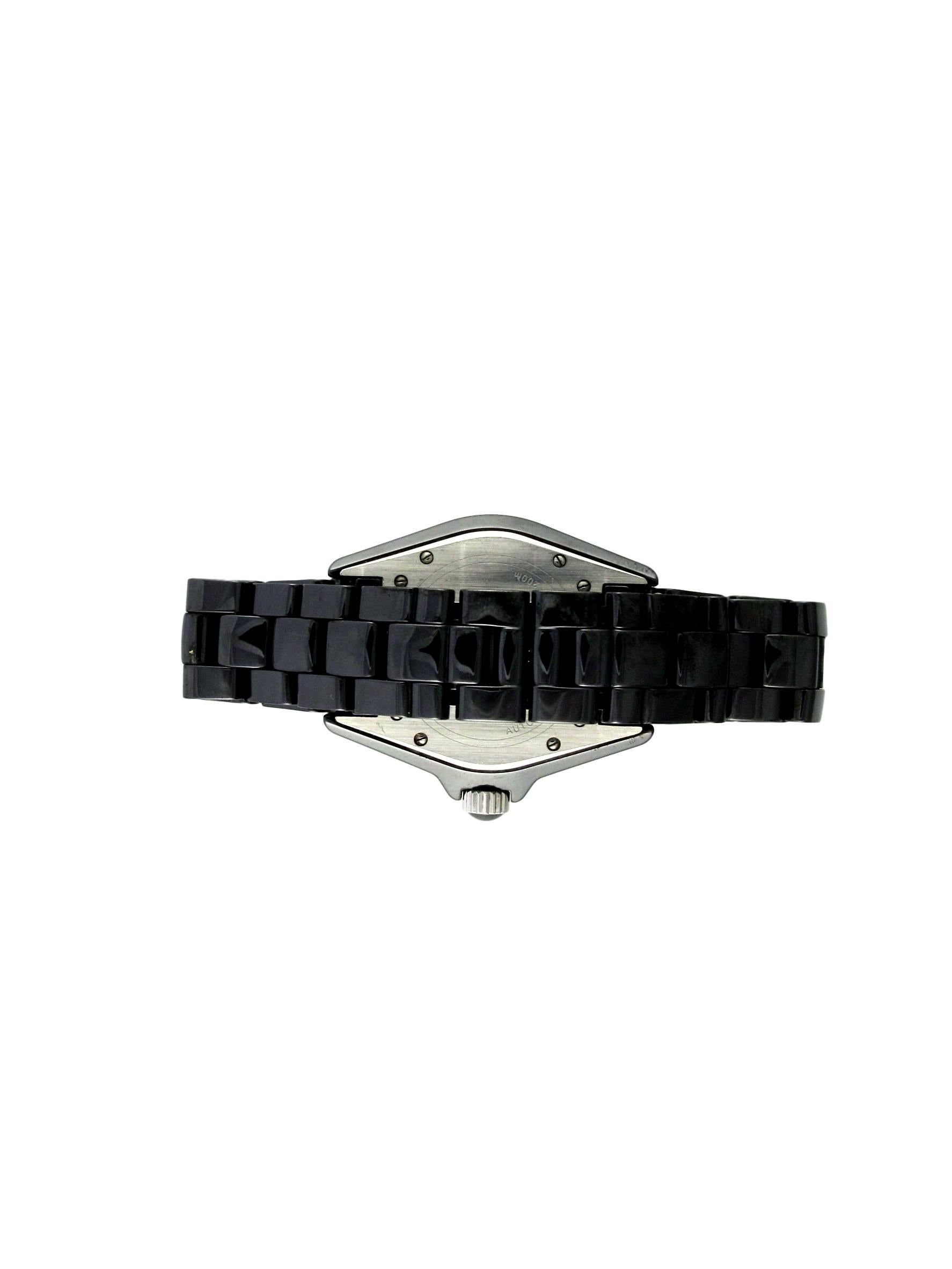 Contemporary Diamond Black Ceramics Automatic Large J12 Chanel Watch