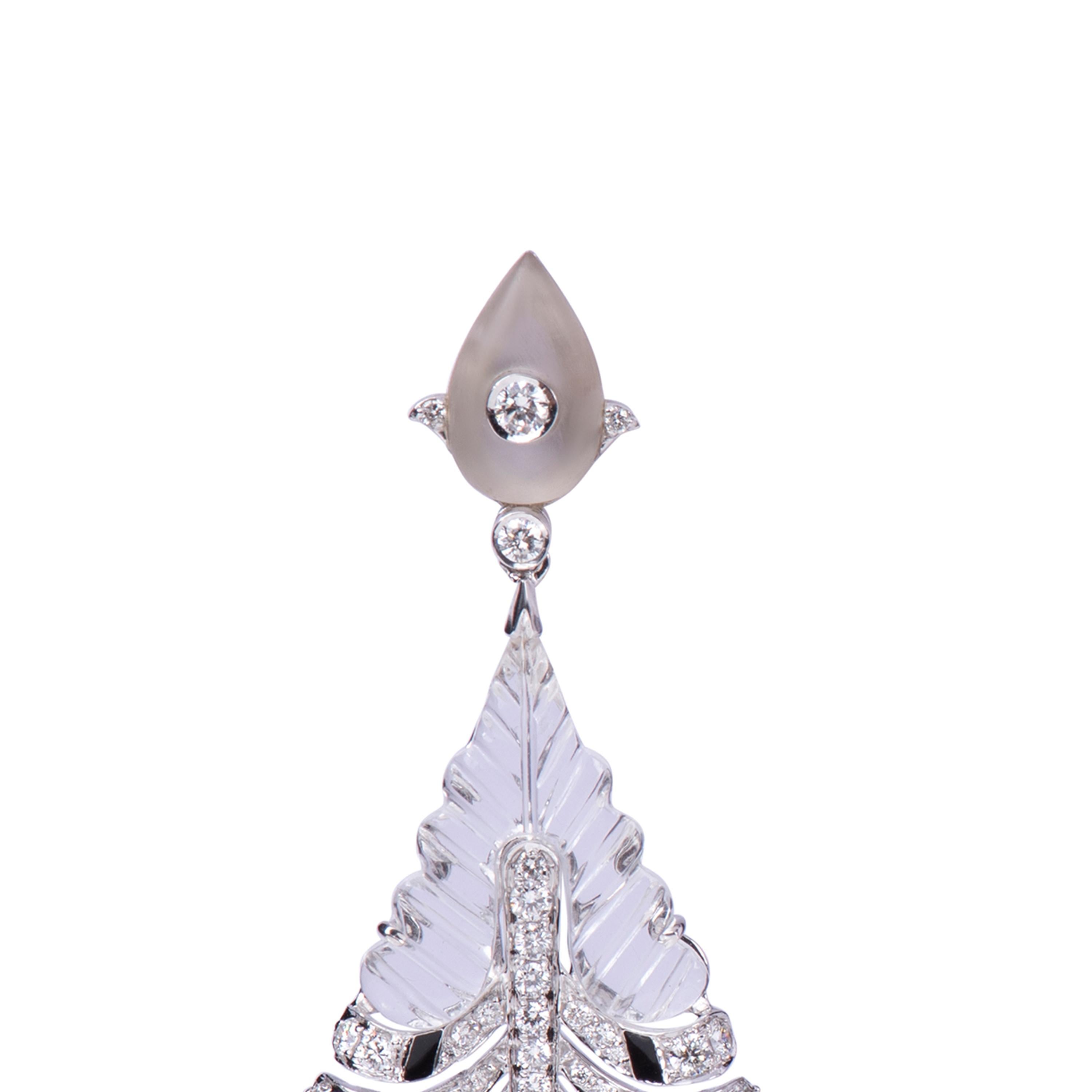 Women's Diamond Black Enamel Crystal Enamel Earring For Sale
