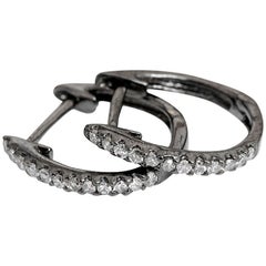 Diamond Black Gold Mini Hoop Earrings Apx. .13 cts.