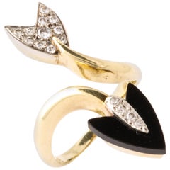 Diamond Black Jade Gold Arrow Ring