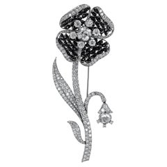 Diamond Black Jade Platinum Brooch, circa 1935