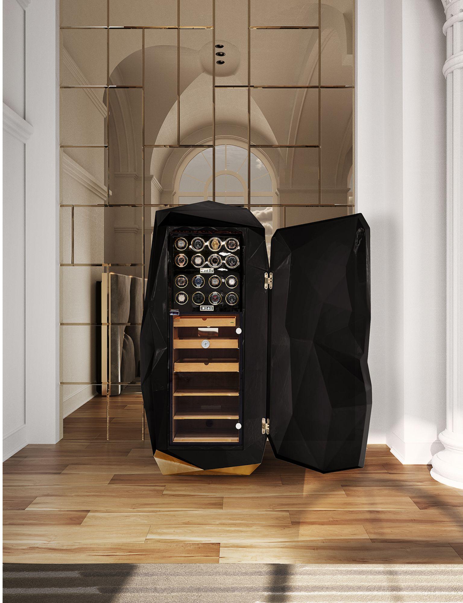 Diamond Black Luxury Safe - Hand-Crafted Wood & Polished Brass - Boca do Lobo For Sale 5