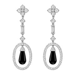 Diamond & Black Onyx Drop Earrings