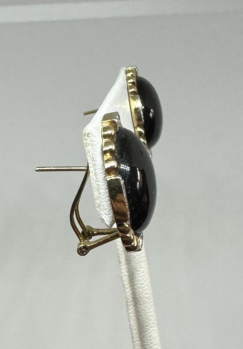 Diamond Black Onyx Earrings Classic 14 Karat White Gold Yellow Gold For Sale 2