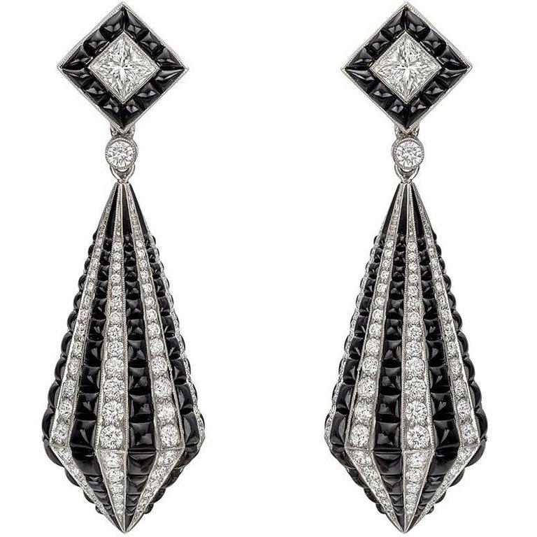 black onyx and diamond drop earrings