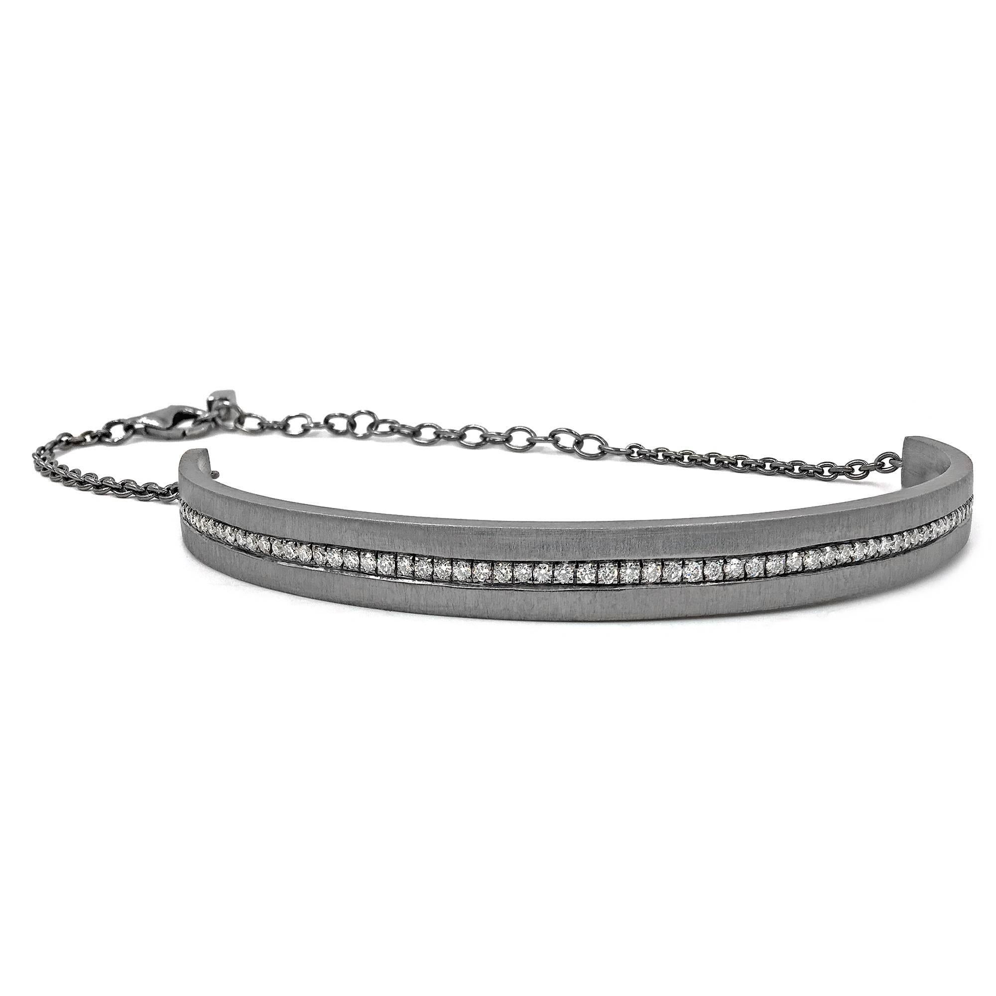 Bracelet à chaîne Cosmos en argent et diamants noirs en vente