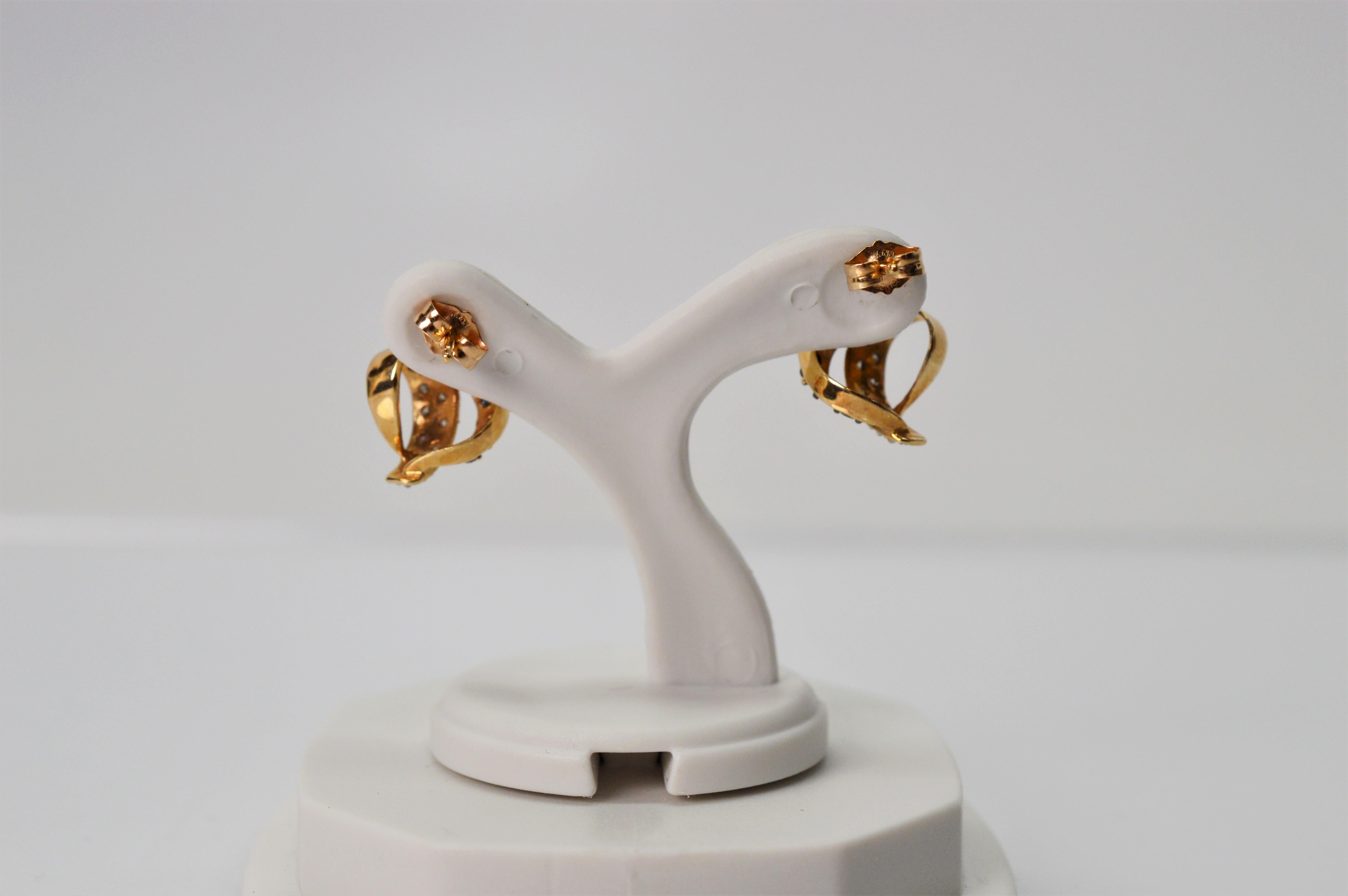 Diamond Black and White Gold Ribbon Earrings 1