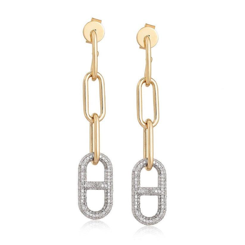 Modern Diamond Bliss 14K Yellow Gold Drop Earrings For Sale
