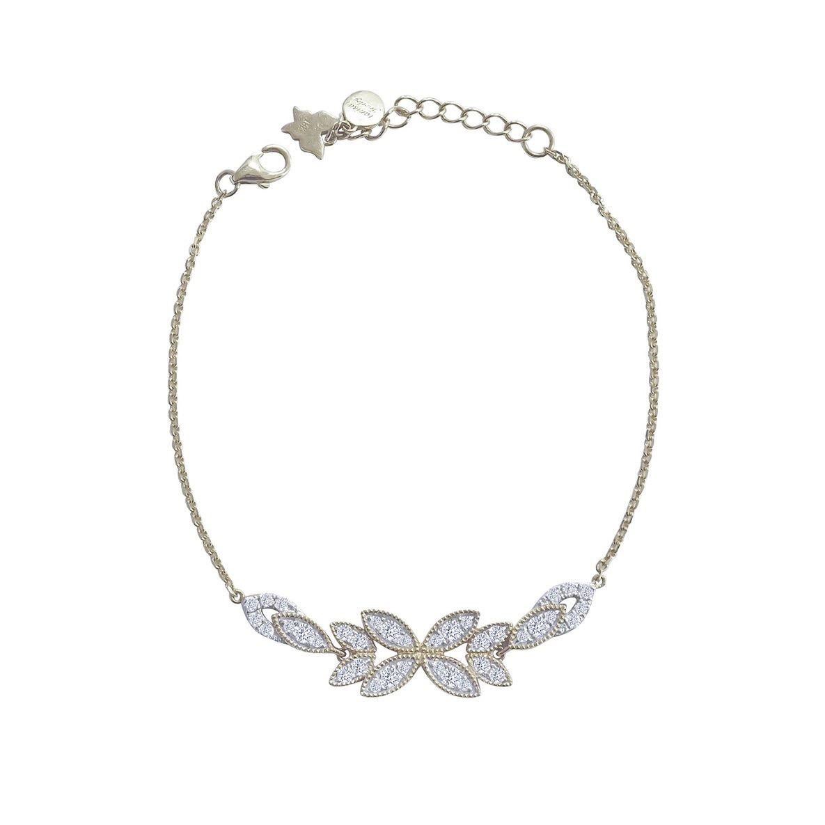 Diamant-Diamant-Blumen-Armband aus 18 Karat Gold (Moderne) im Angebot
