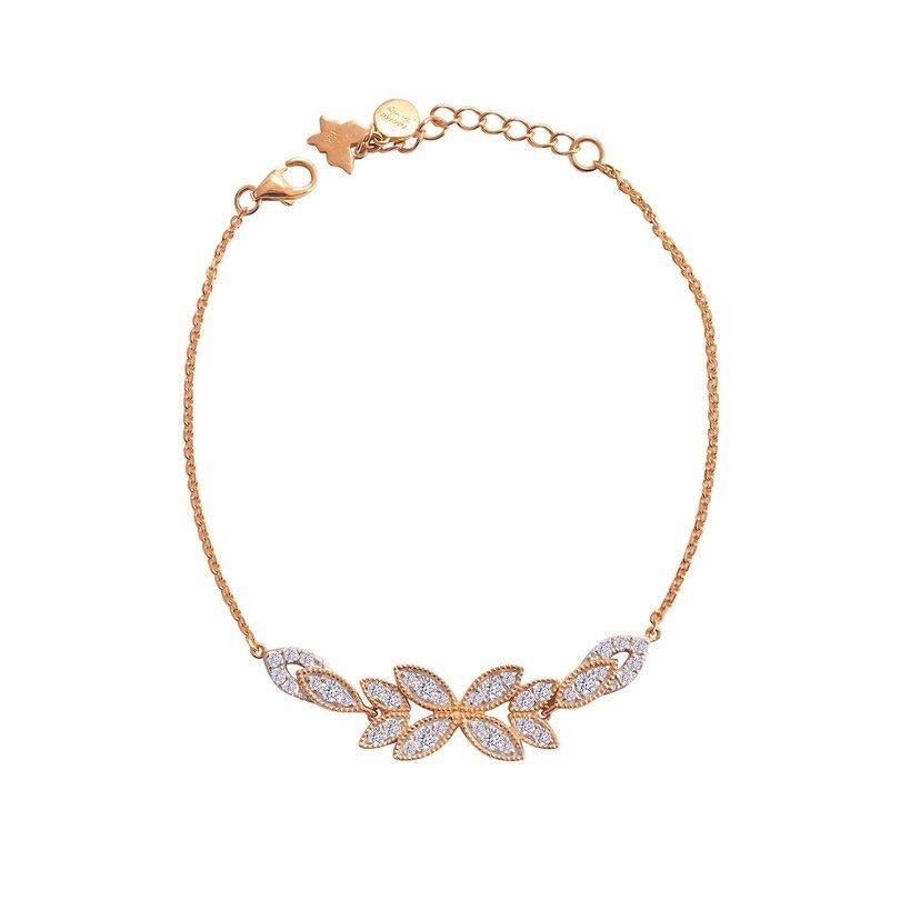 Diamant-Diamant-Blumen-Armband aus 18 Karat Gold (Rundschliff) im Angebot