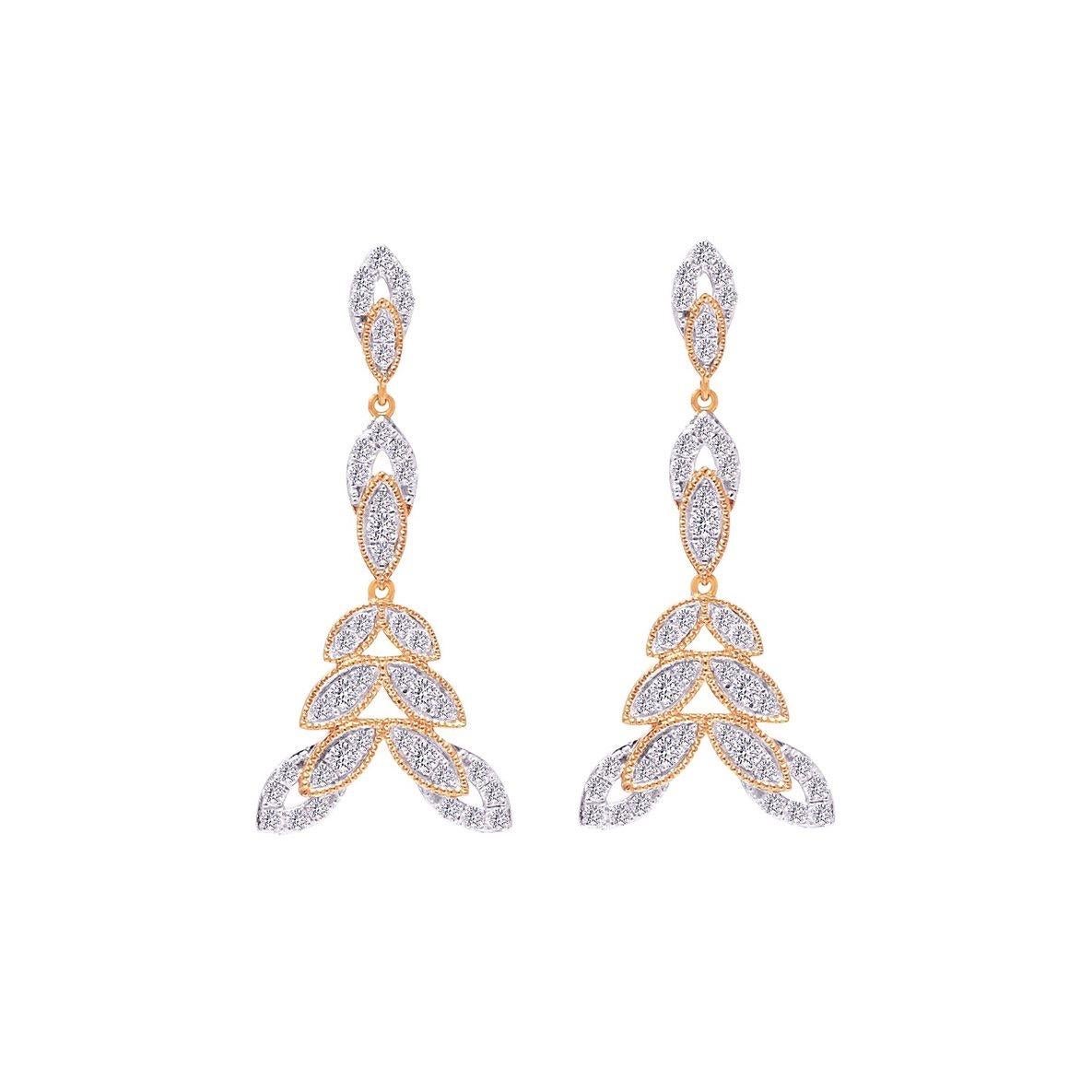 Round Cut Diamond Bloom Earrings in 18 Karat Gold For Sale