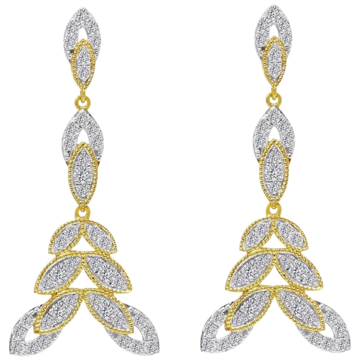 Diamant-Blumen-Ohrringe aus 18 Karat Gold