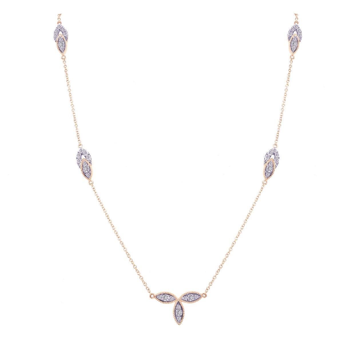 Diamant-Diamant-Blumenhalskette aus 18 Karat Gold Damen im Angebot