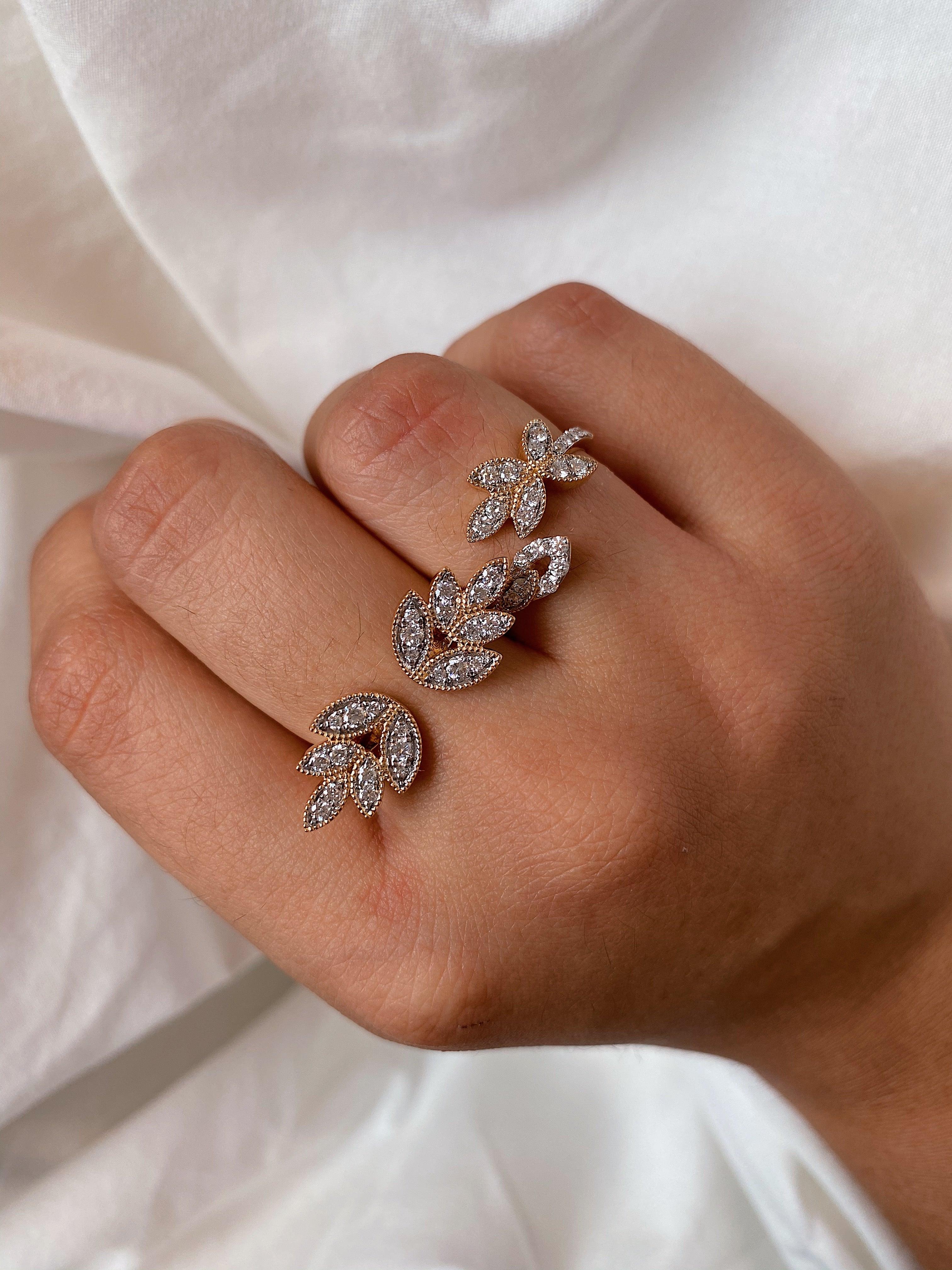 For Sale:  Diamond Bloom Open Ring in 18 Karat Gold 3