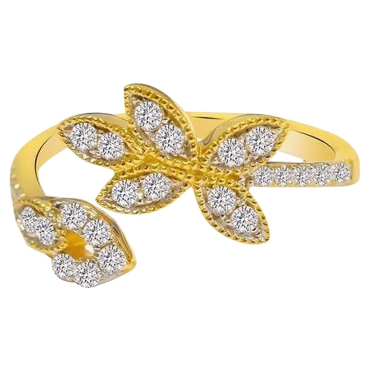 Bague fleur en or 18 carats et diamants