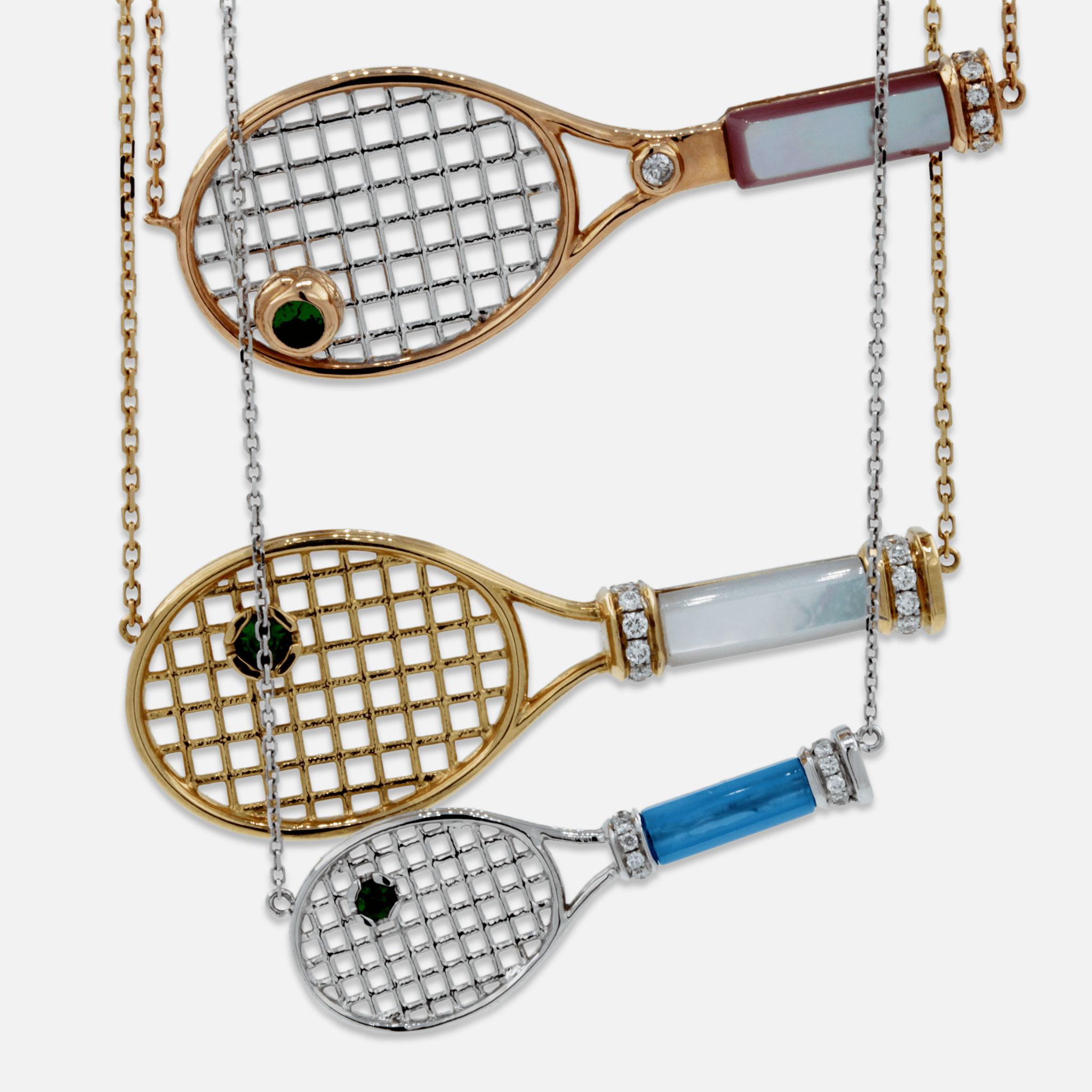 blue and white tennis racket