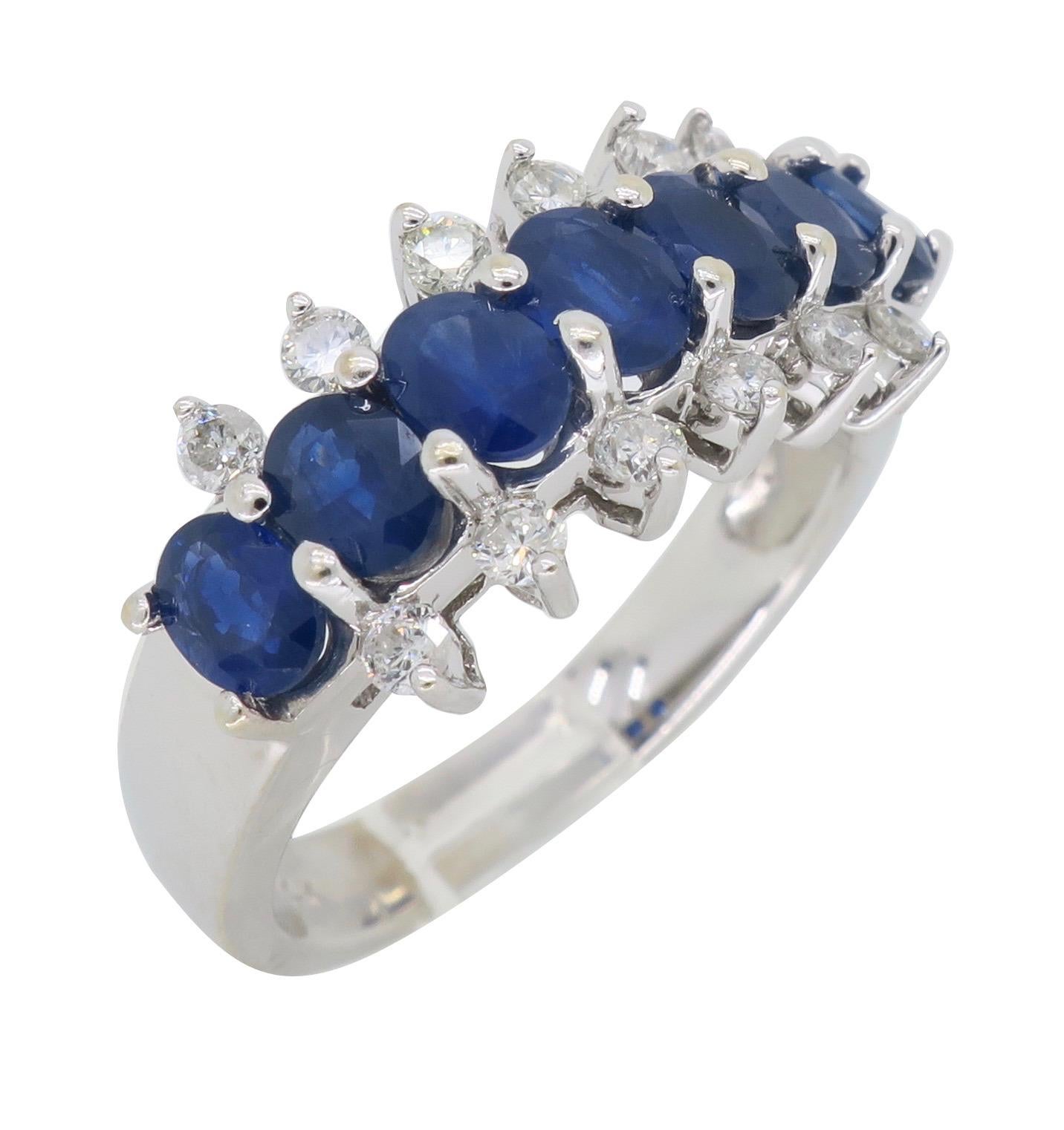 Diamond and Blue Sapphire Band Ring 5