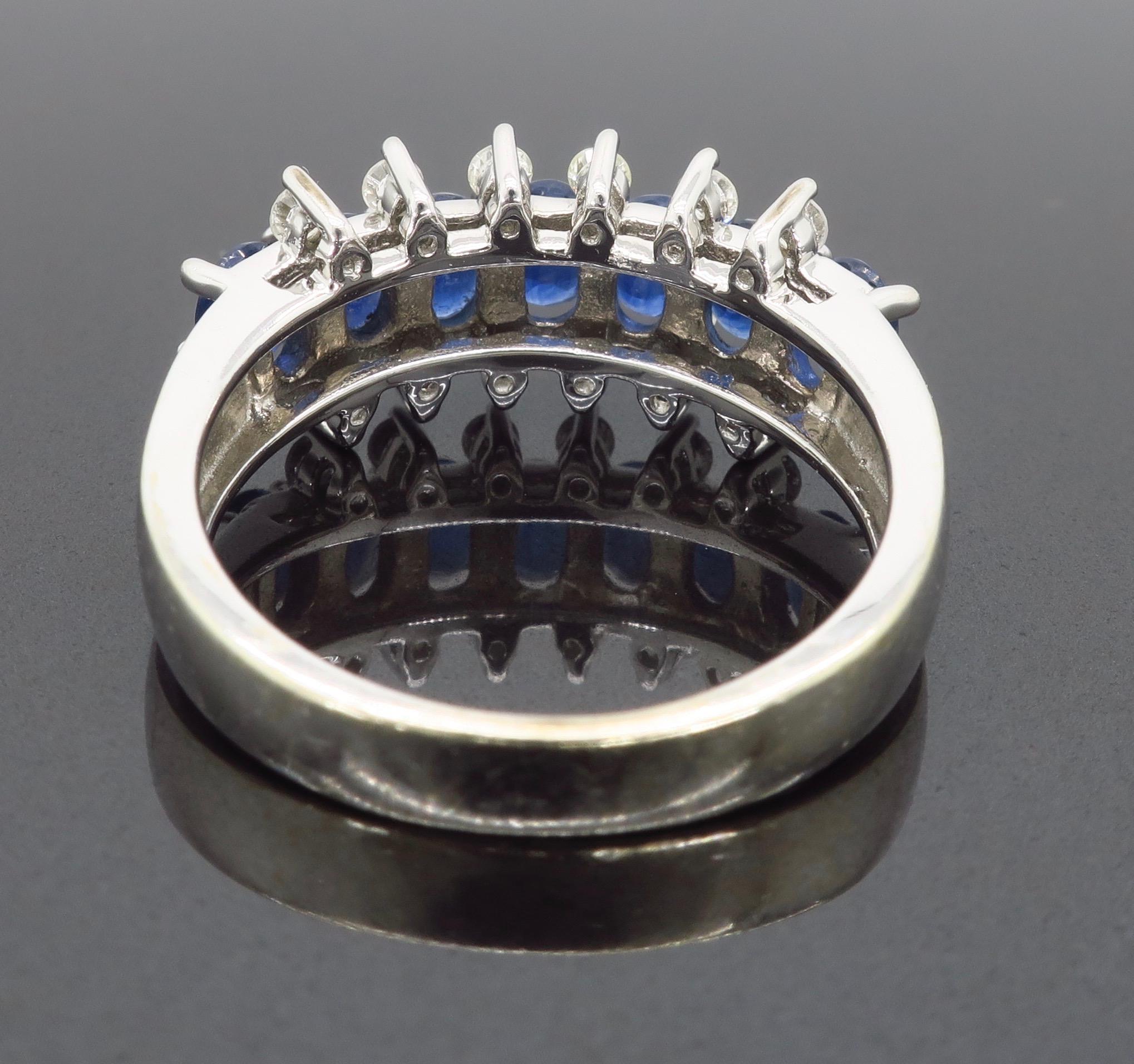Women's or Men's Diamond and Blue Sapphire Band Ring