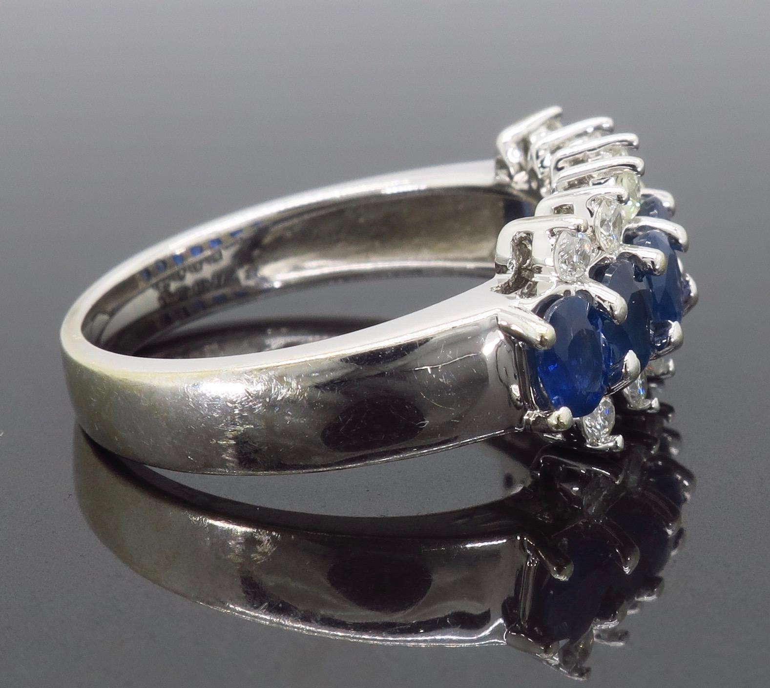 Diamond and Blue Sapphire Band Ring 1