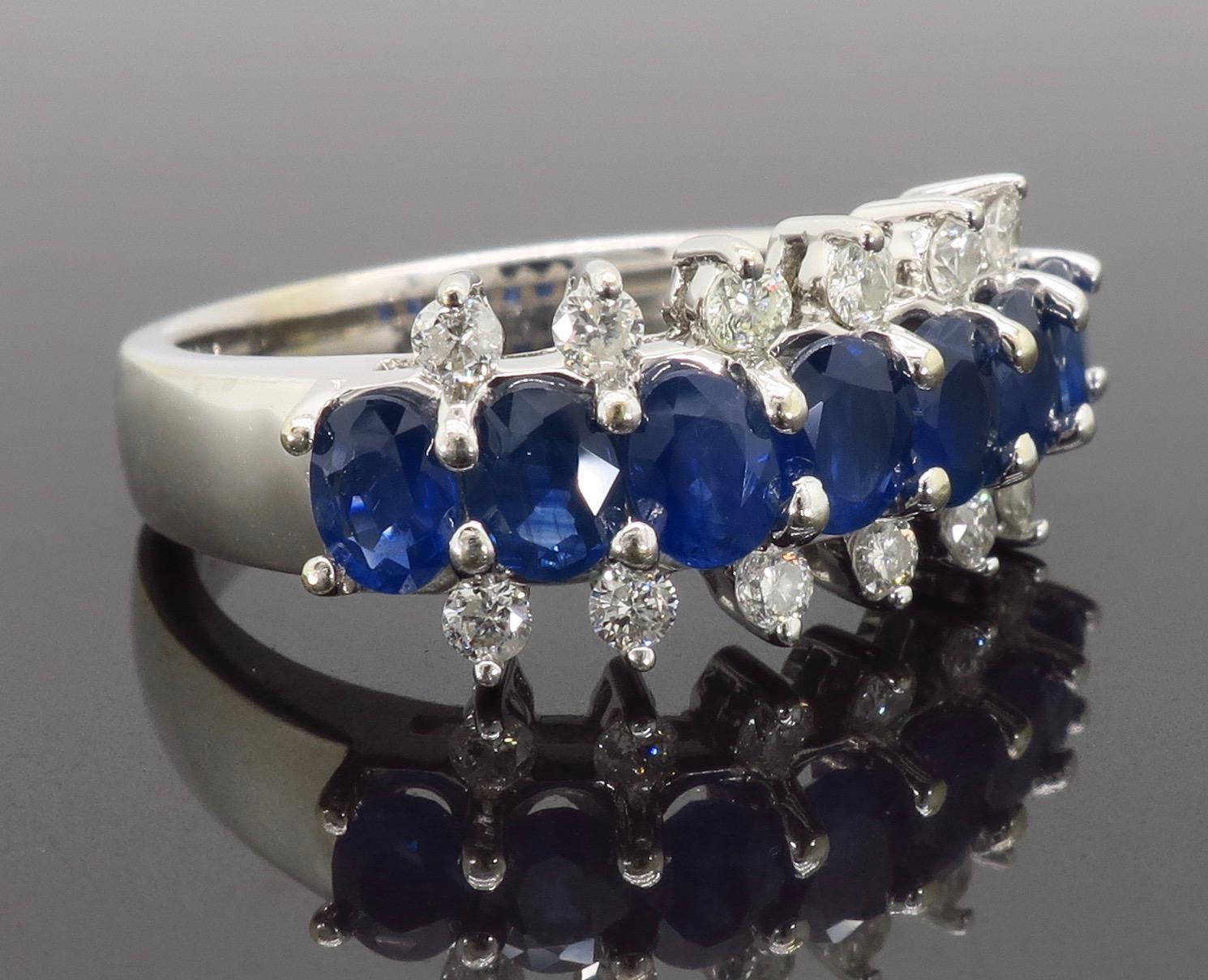 Diamond and Blue Sapphire Band Ring 2