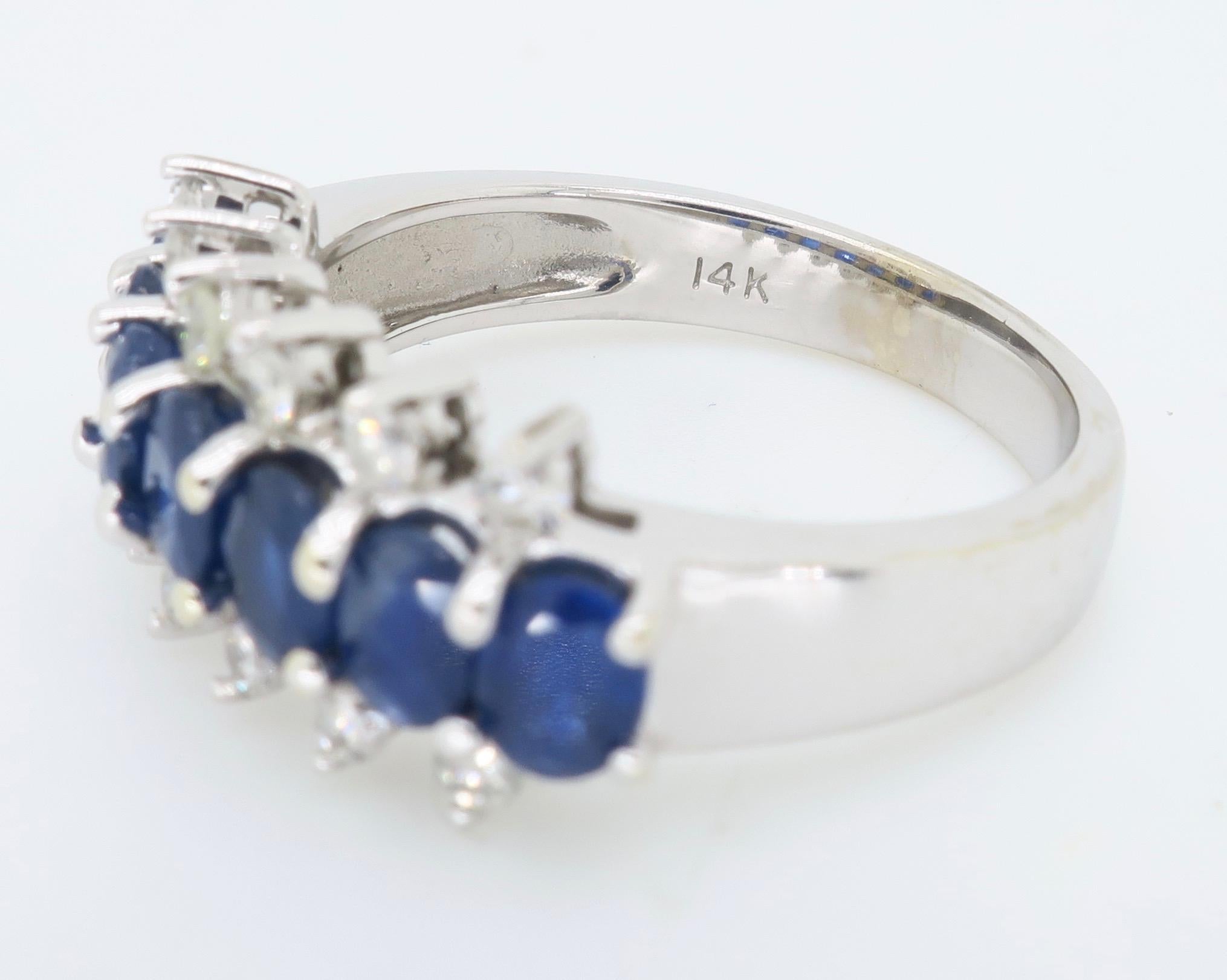 Diamond and Blue Sapphire Band Ring 3