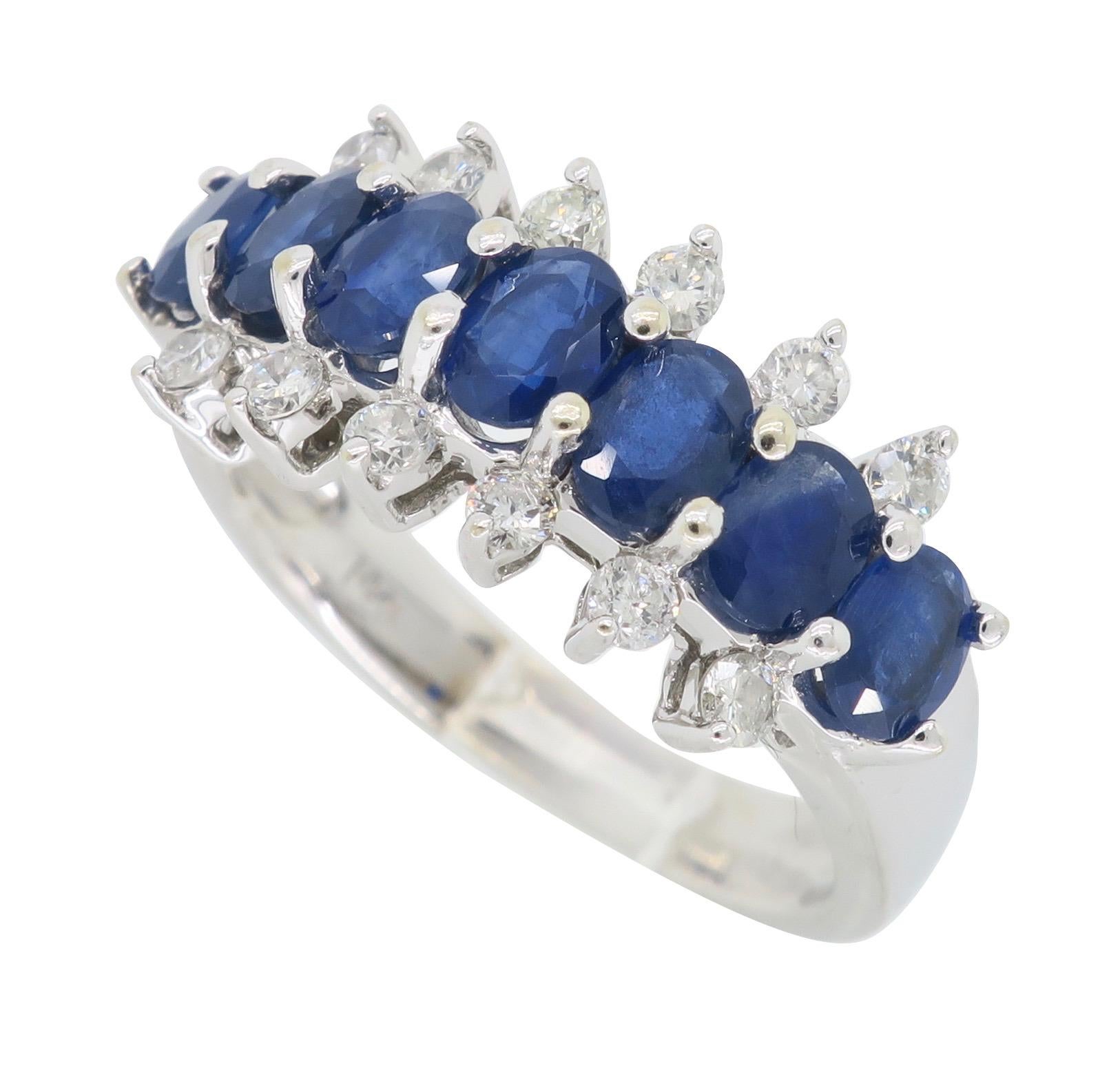 Diamond and Blue Sapphire Band Ring 4