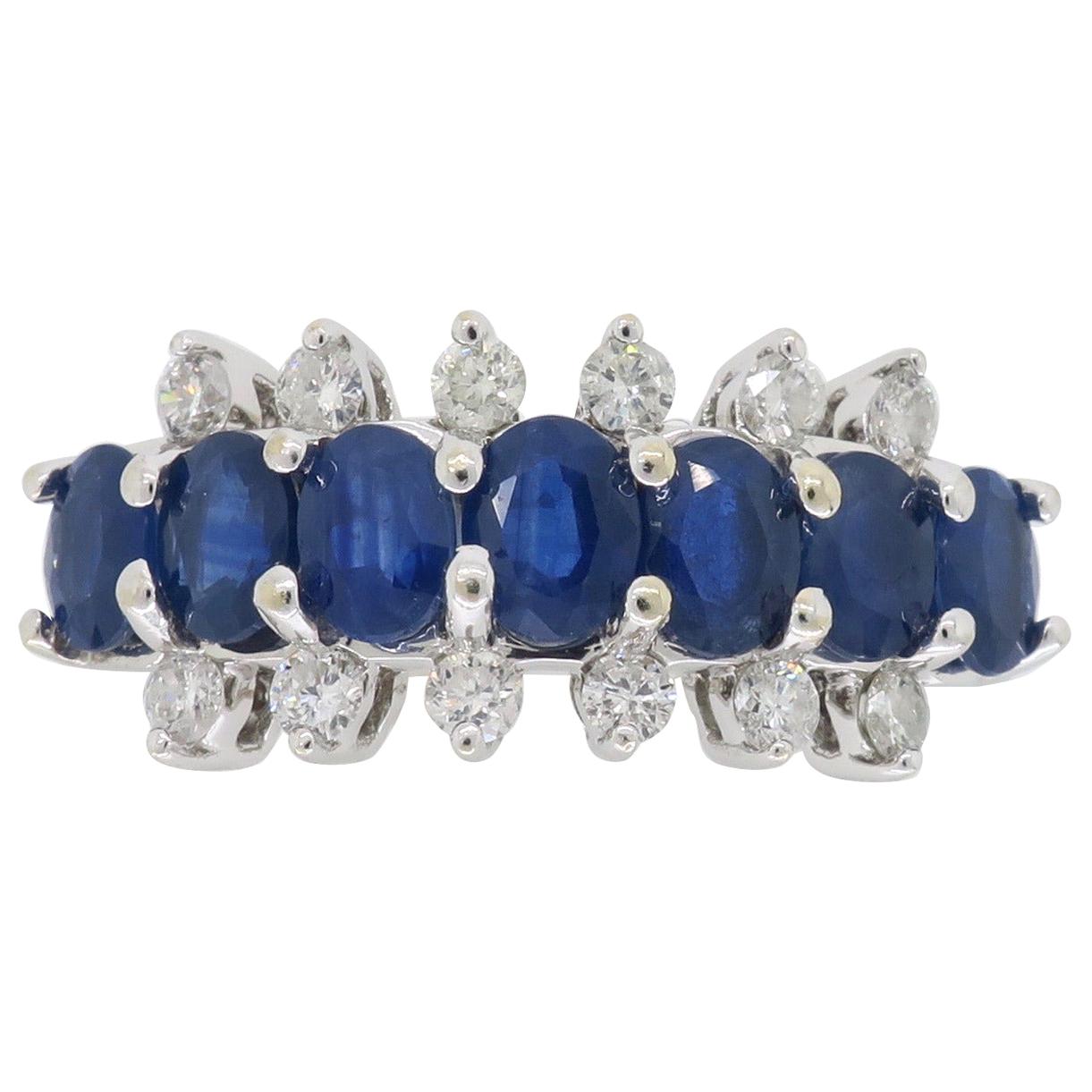 Diamond and Blue Sapphire Band Ring