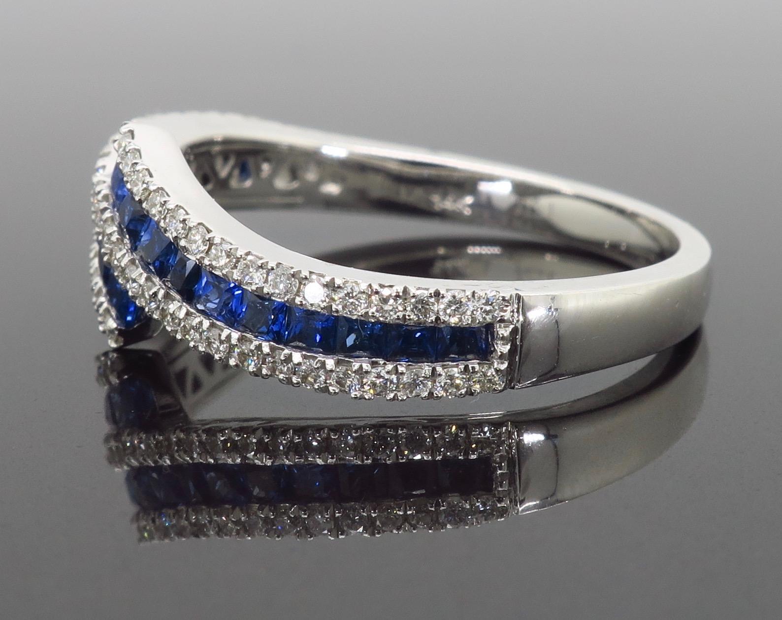 Diamond and Blue Sapphire Bypass Ring 1