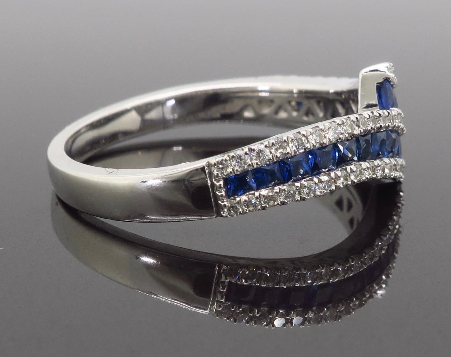 Diamond and Blue Sapphire Bypass Ring 3