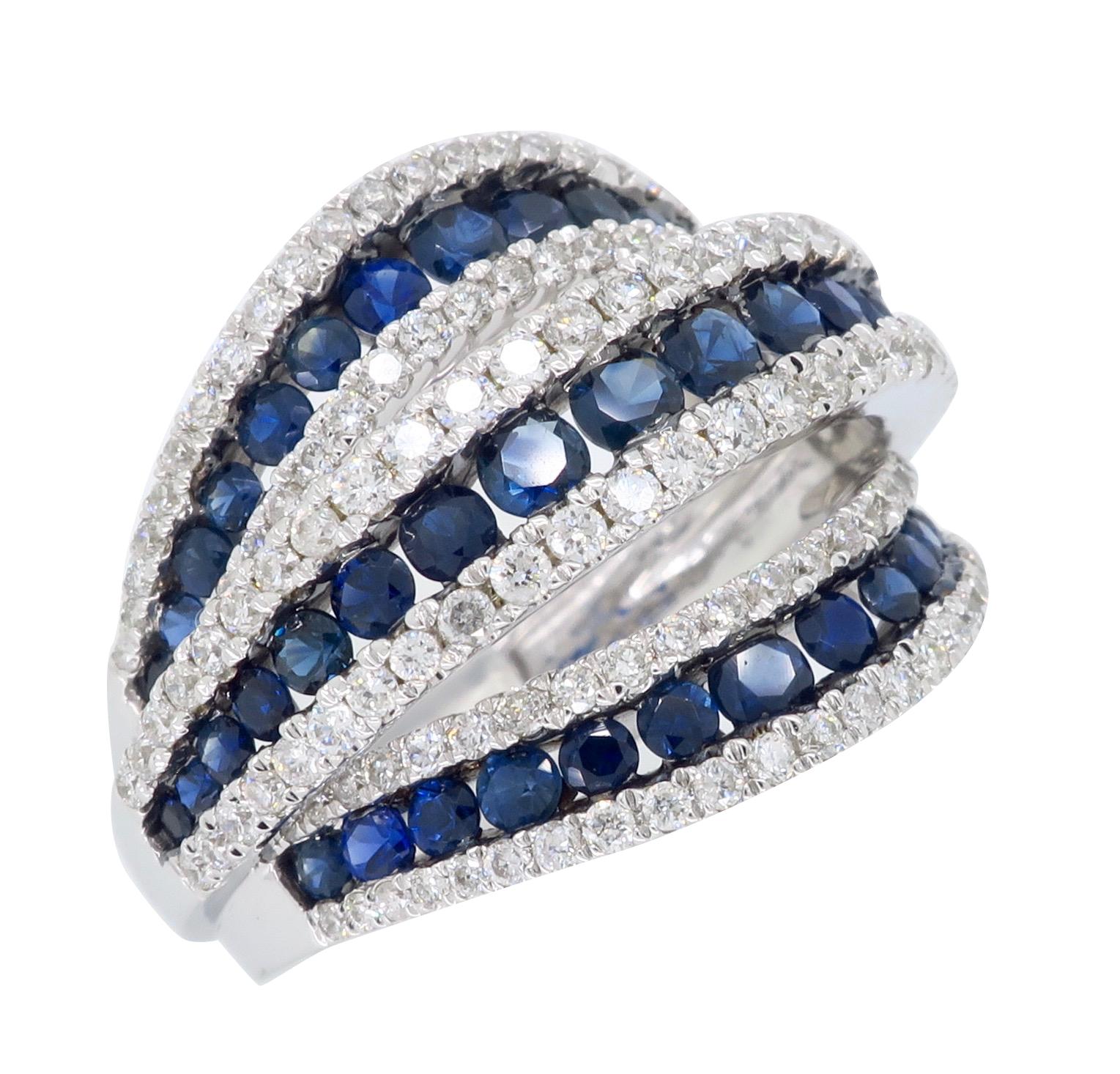 Diamond and Blue Sapphire Cocktail Ring 5