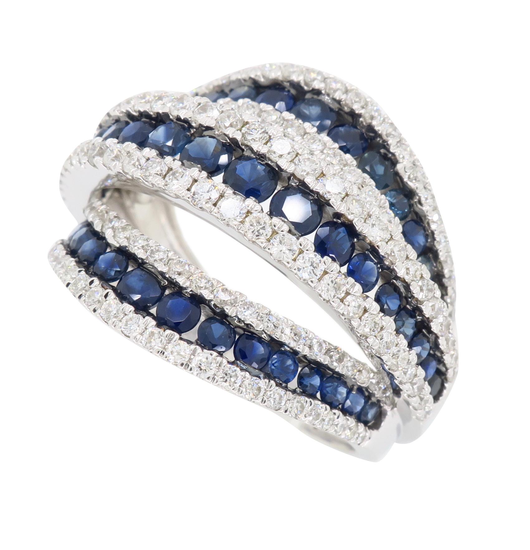 Diamond and Blue Sapphire Cocktail Ring 4