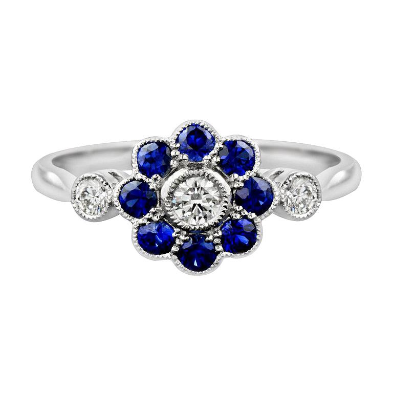 Diamond Blue Sapphire Cocktail Ring For Sale at 1stdibs