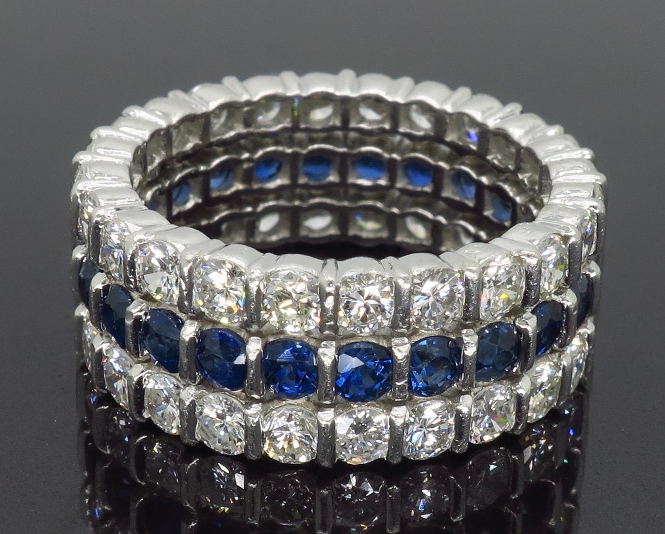 Diamond and Blue Sapphire Eternity Ring in Platinum 3