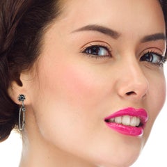 Diamond Blue Sapphire Hoop Earrings