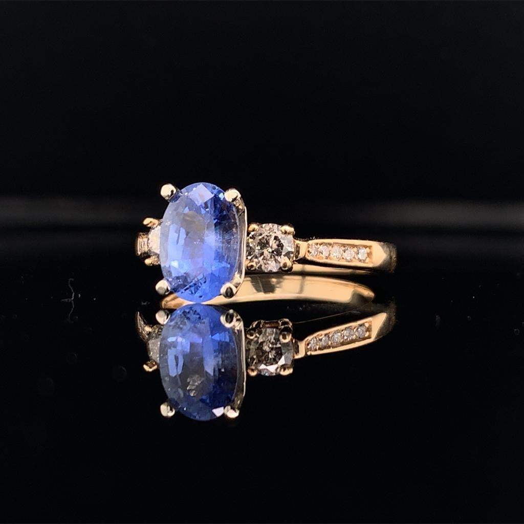 Anello con diamante e zaffiro blu da donna in oro 14k 1,67 TCW certificato In condizioni Nuovo in vendita a Brooklyn, NY