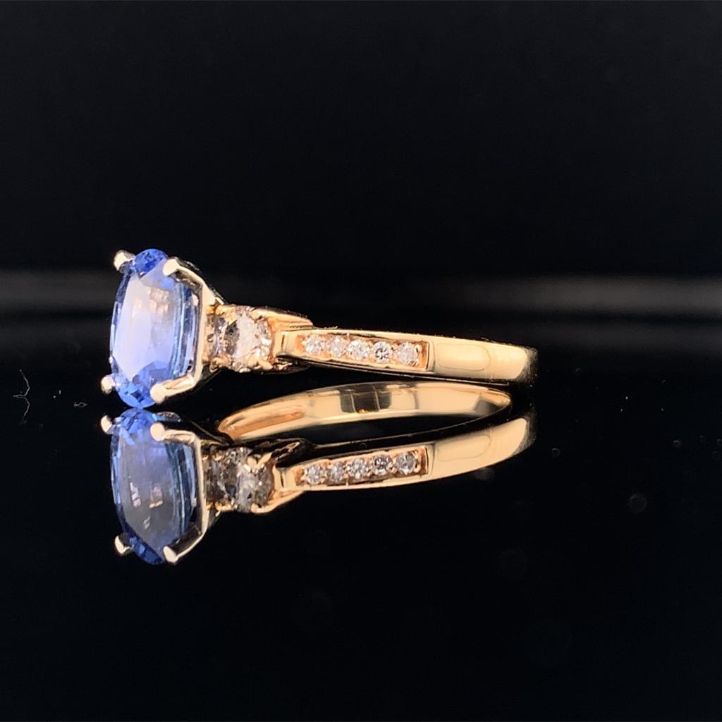 da uomo o donna Anello con diamante e zaffiro blu da donna in oro 14k 1,67 TCW certificato in vendita
