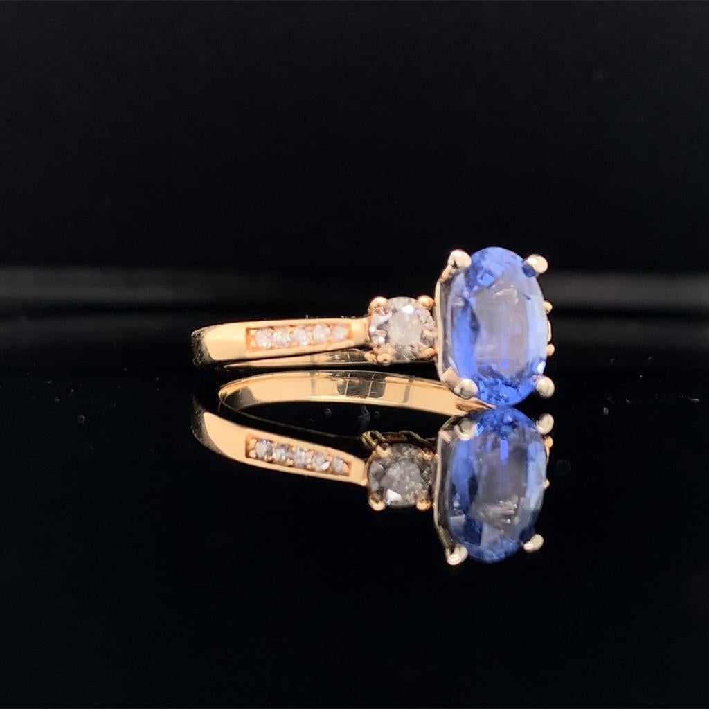 Anello con diamante e zaffiro blu da donna in oro 14k 1,67 TCW certificato in vendita 1