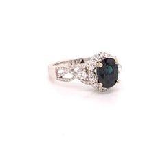 Natural Sapphire Diamond Ring 6.5 18k White Gold 2.59 TCW Certified