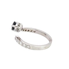 Diamond & Blue Sapphire Ring in 14K White Gold with Natural Diamonds. 1.00ct Sap