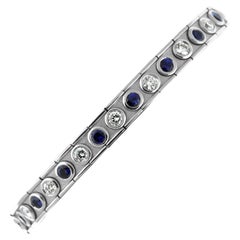 Diamond Blue-Sapphire Round Gold Line Bracelet